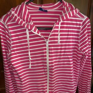 Pink striped zip up jacket